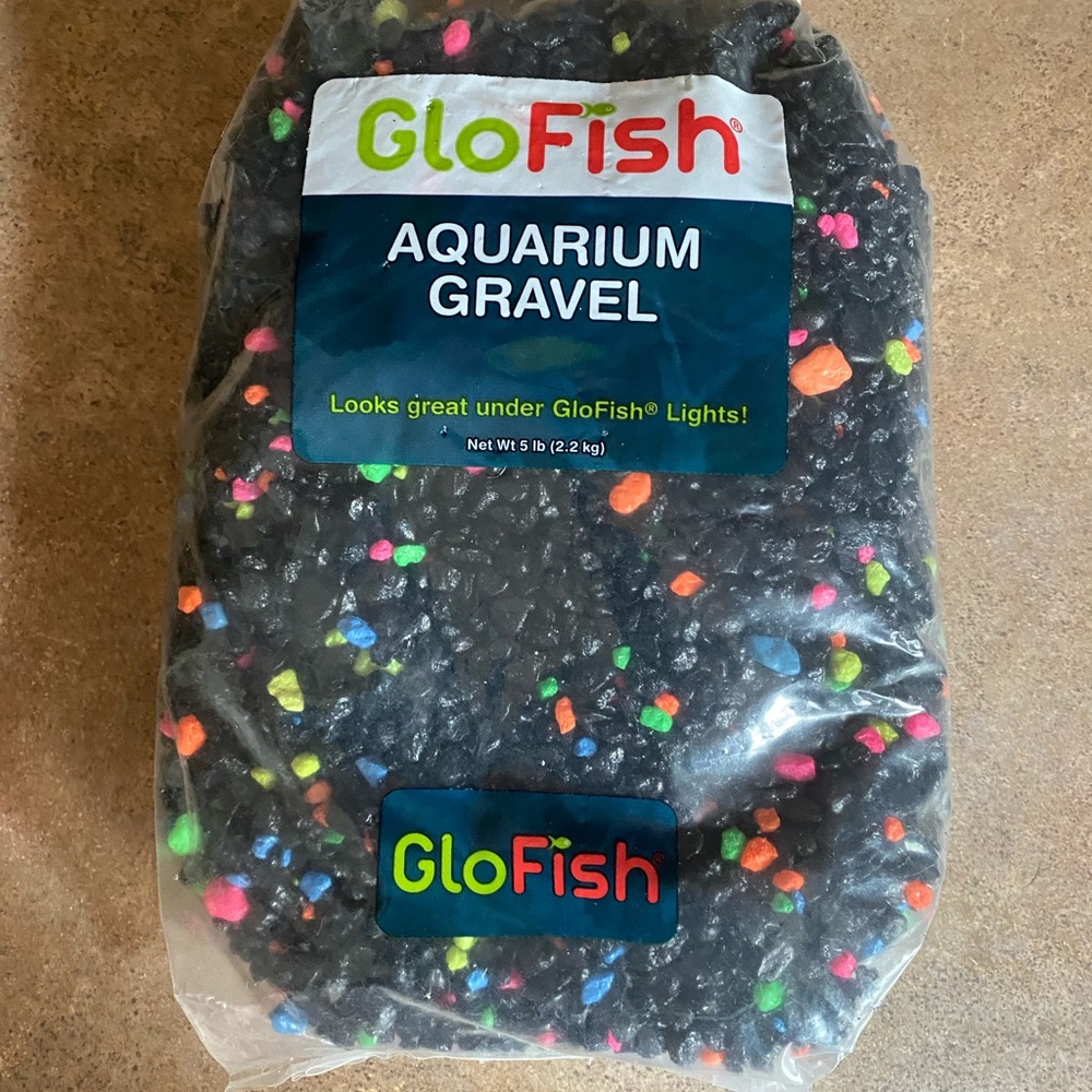 GloFish Black Gravel w/ Neon Color Bits 8.6 pounds.  2 bags total 8.6 pounds.